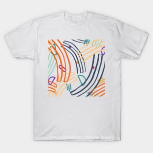 Colorful modern curved linear shapes pattern T-Shirt